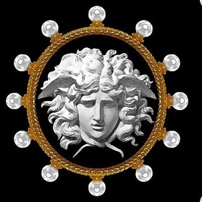 pearls gold medallions frames borders baroque rococo medusa gorgons Greek Greece Mythology monsters   inspired