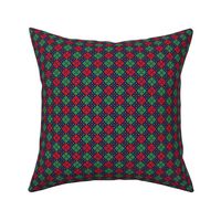 argyle red green on navy - christmas knits