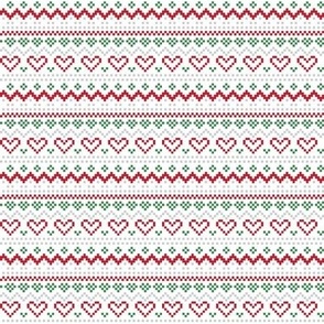 fair isle hearts red green - christmas knits