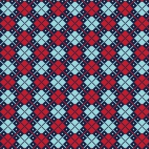 argyle red blue on navy - christmas knits