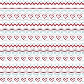 fair isle hearts red blue - christmas knits