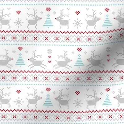 fair isle reindeer red blue - christmas knits