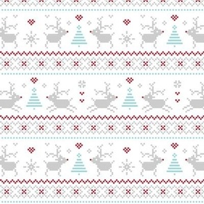 fair isle reindeer red blue - christmas knits