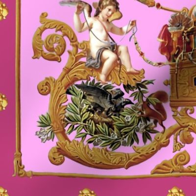 1 medusa cherubs angels birds gold flowers floral leaves leaf cameo men women portraits acanthus jewels gems pearls wreaths borders frames squirrels pigeons doves baroque rococo pink   inspired 