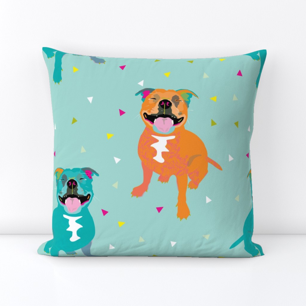 Happy Staffy LARGE / staffordshire bull terrier party bright funny smiling dogs