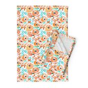 Peach Turquoise Summer Tropics Floral 