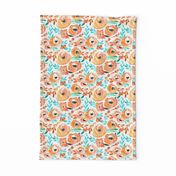 Peach Turquoise Summer Tropics Floral 