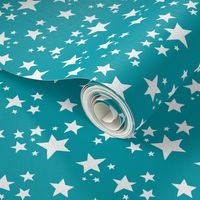 Scattered Doodle Stars on Teal