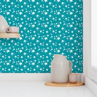 Scattered Doodle Stars on Teal