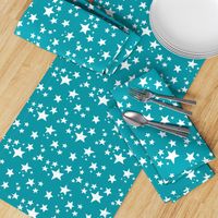 Scattered Doodle Stars on Teal