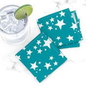 Scattered Doodle Stars on Teal