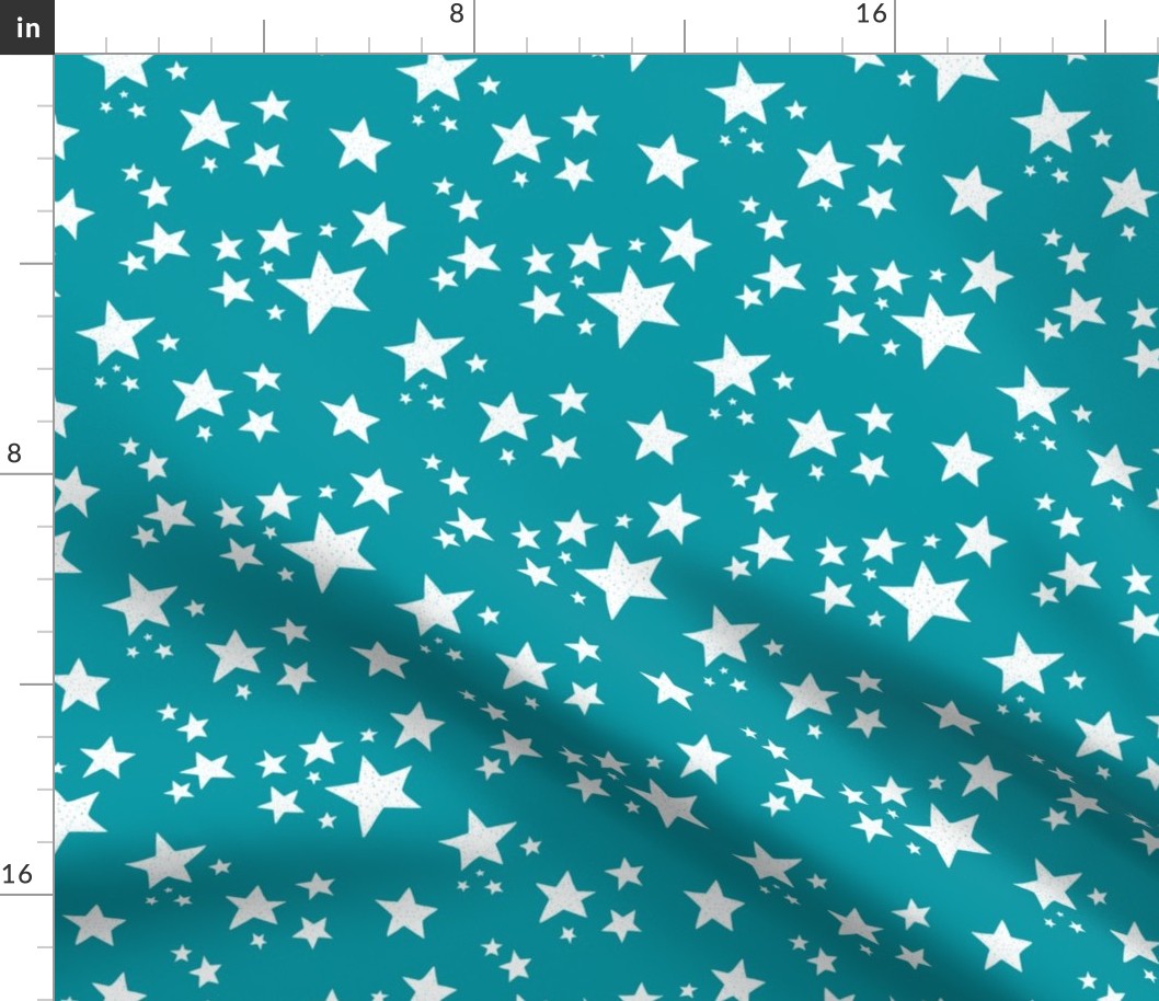 Scattered Doodle Stars on Teal