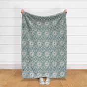 Teal and grey dirty denim textured boho print small