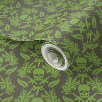 Damask skulls Greenery-in-bronze-mist