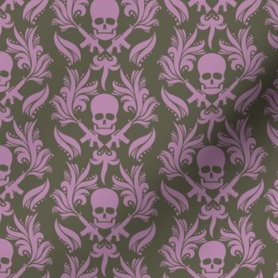 Damask skulls Smoky-Grape-in-Bronze-Mist