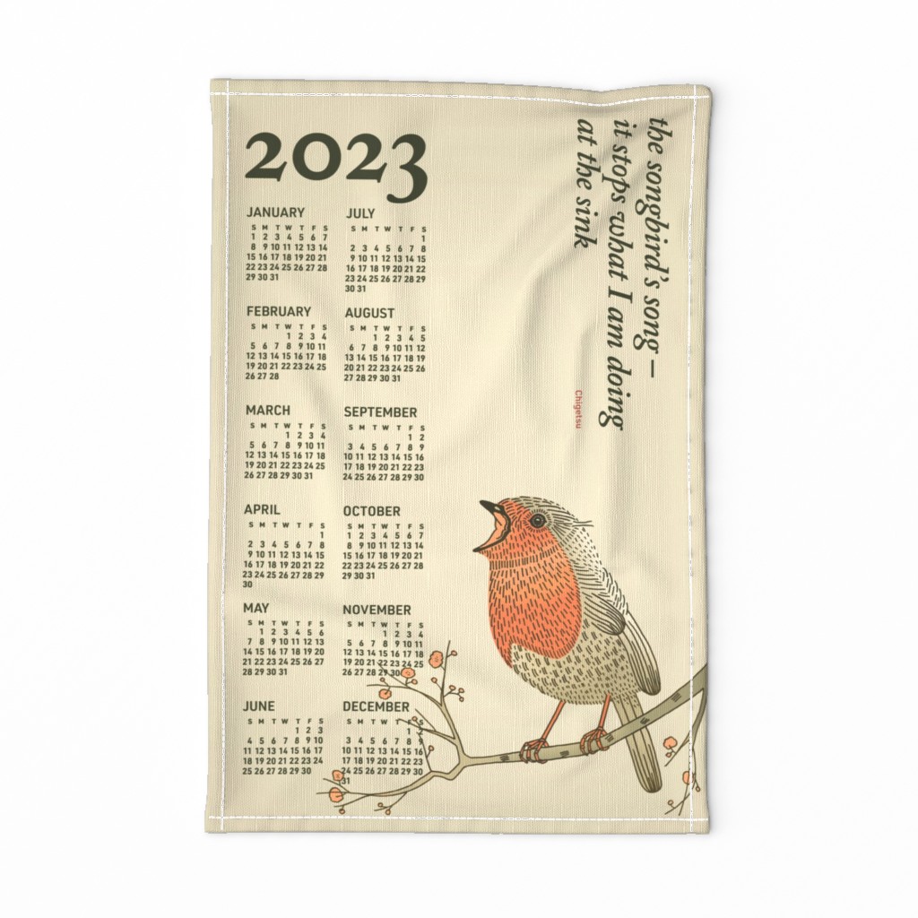 2023 Calendar, Sunday / Haiku Songbird