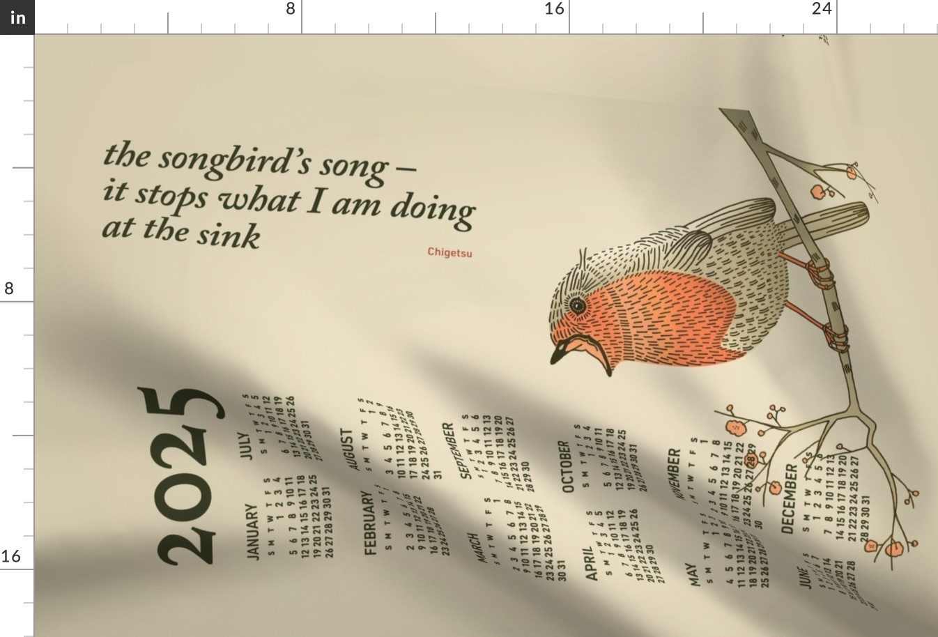 2023 Calendar, Sunday / Haiku Songbird