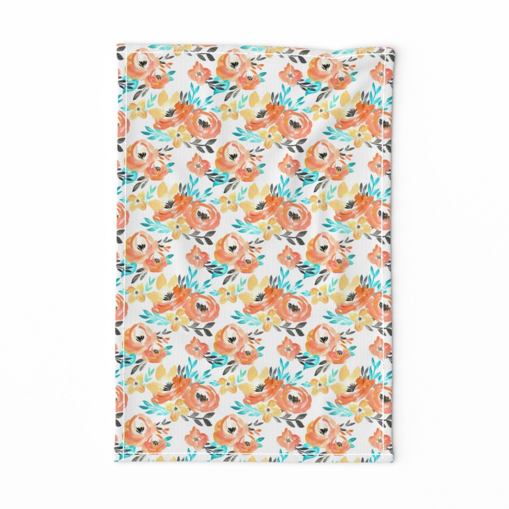 Peach Turquoise Summer Tropics Floral 