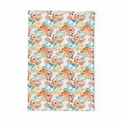 Peach Turquoise Summer Tropics Floral 