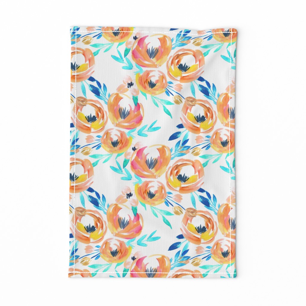 Summer Tropics Peach Turquoise Blue Floral 