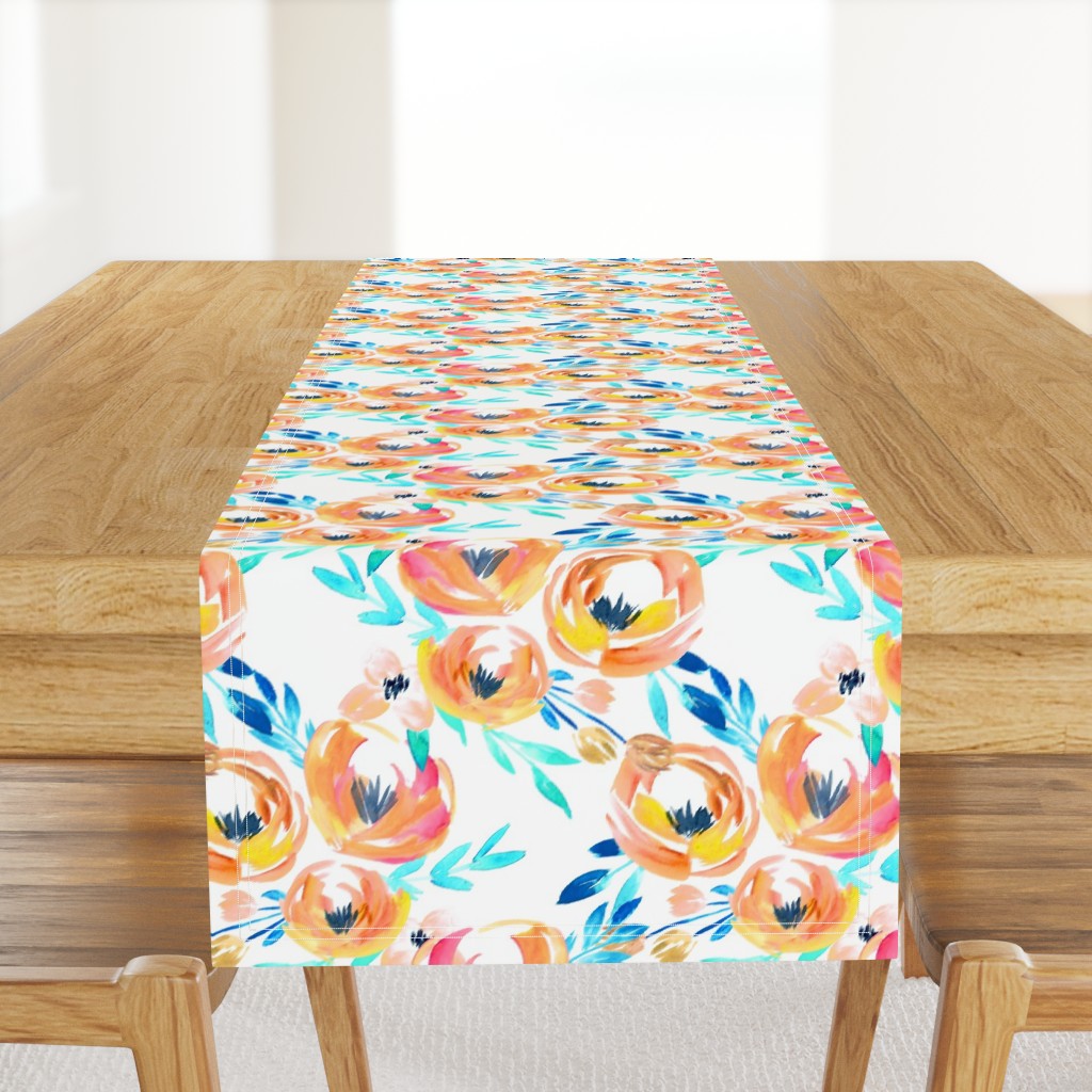 Summer Tropics Peach Turquoise Blue Floral 