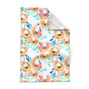 Summer Tropics Peach Turquoise Blue Floral 