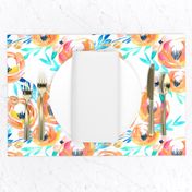 Summer Tropics Peach Turquoise Blue Floral 