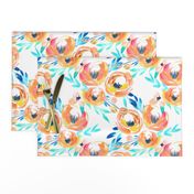 Summer Tropics Peach Turquoise Blue Floral 