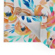 Summer Tropics Peach Turquoise Blue Floral 