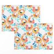 Summer Tropics Peach Turquoise Blue Floral 