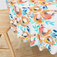 Summer Tropics Peach Turquoise Blue Floral 