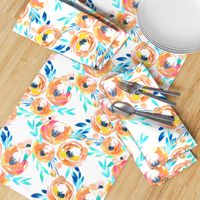 Summer Tropics Peach Turquoise Blue Floral 