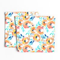 Summer Tropics Peach Turquoise Blue Floral 