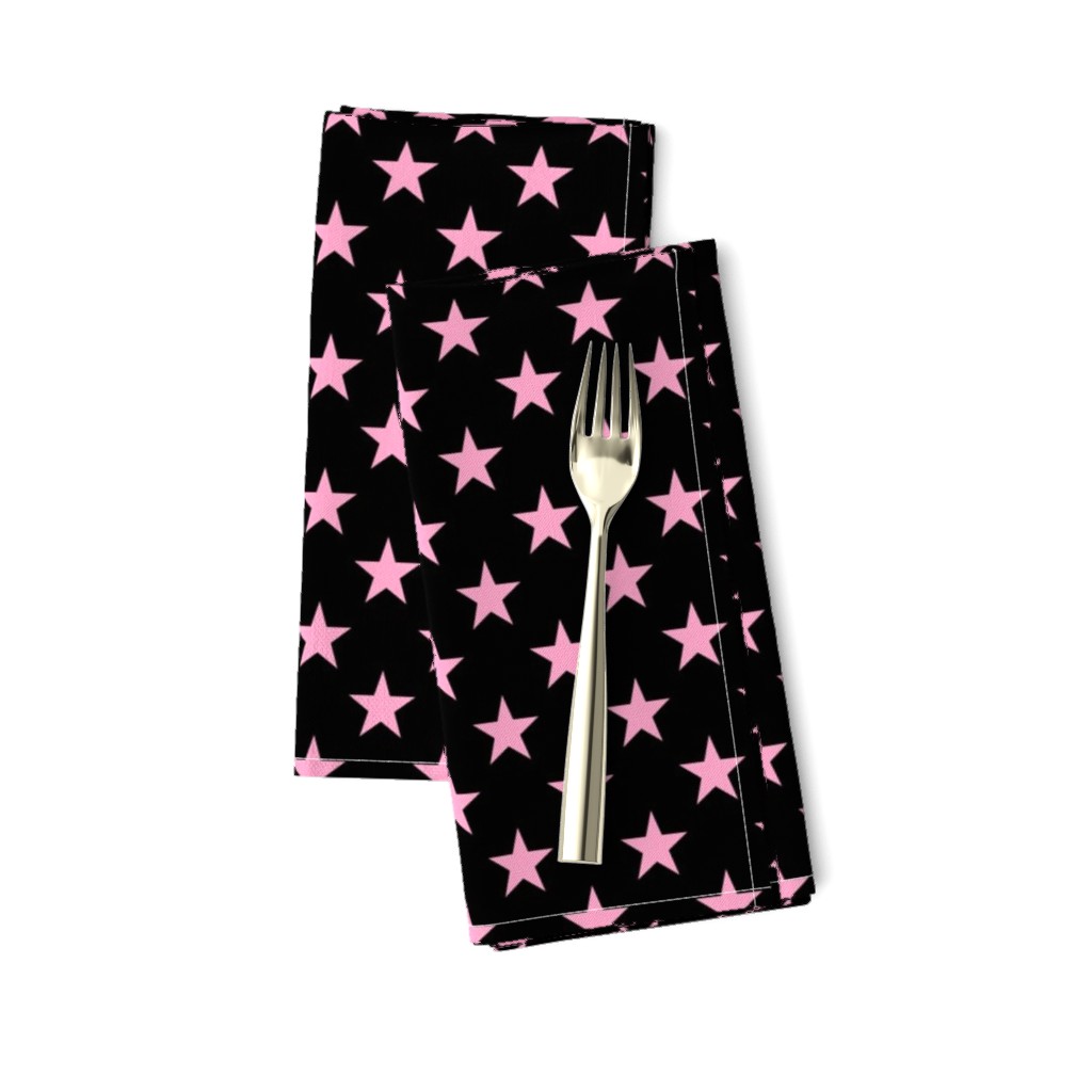 One Inch Carnation Pink Stars on Black