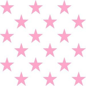 One Inch Carnation Pink Stars on White