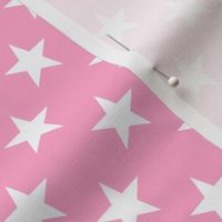 One Inch White Star on Carnation Pink