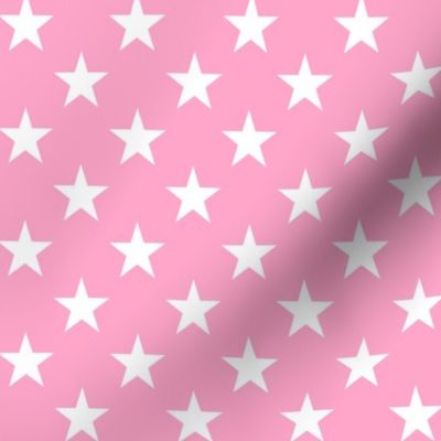 One Inch White Star on Carnation Pink