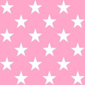 One Inch White Star on Carnation Pink