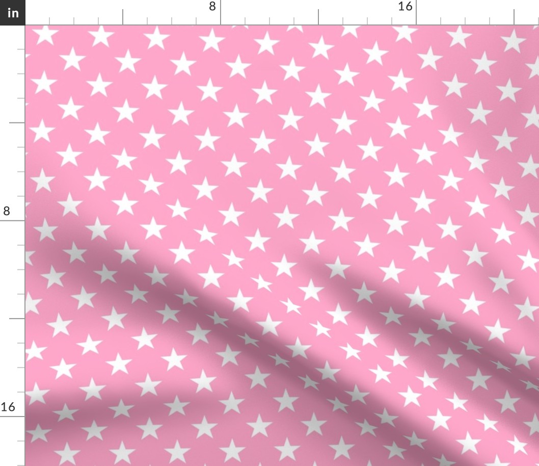 One Inch White Star on Carnation Pink