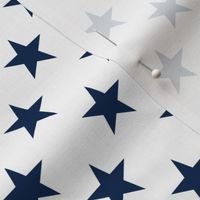 One Inch Navy Blue Stars on White