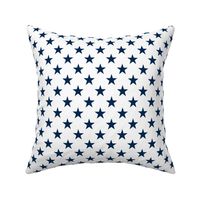 One Inch Navy Blue Stars on White