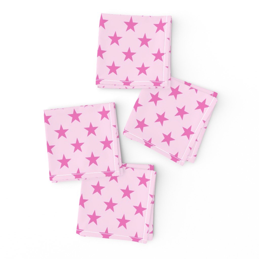 One Inch Dark Pink Stars on Light Pink