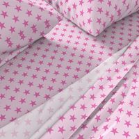 One Inch Dark Pink Stars on Light Pink