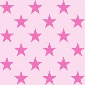 One Inch Dark Pink Stars on Light Pink