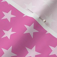 One Inch Light Pink Stars on Dark Pink