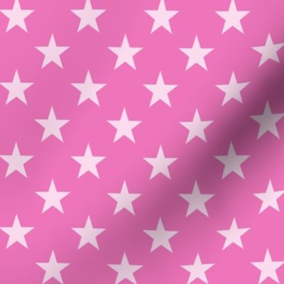 One Inch Light Pink Stars on Dark Pink