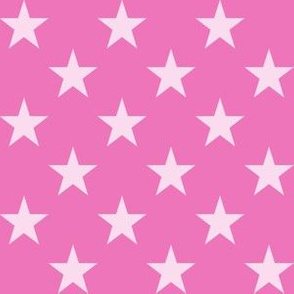 One Inch Light Pink Stars on Dark Pink