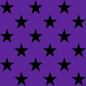 One Inch Black Stars on Purple