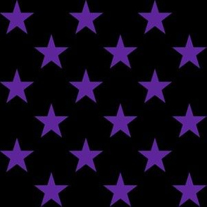 One Inch Purple Stars on Black