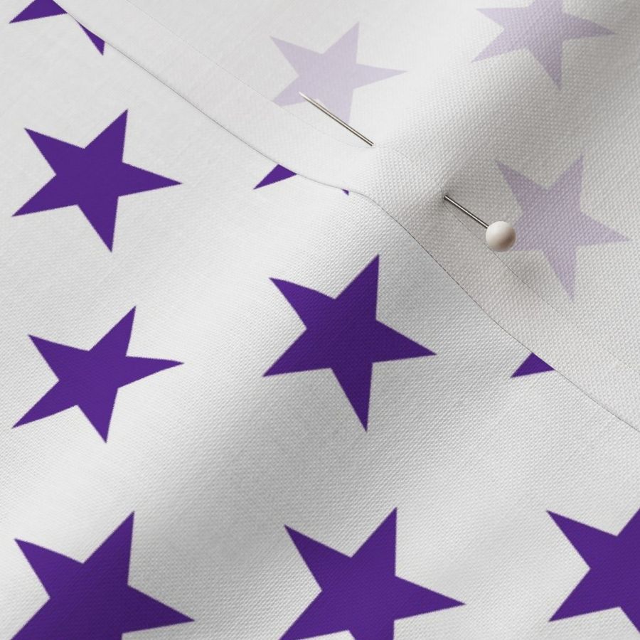 One Inch Purple Stars on White